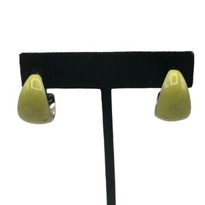 Vintage Lever Back Yellow Green Hoop Earrings